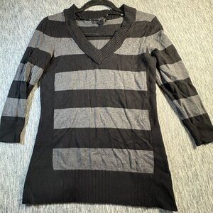 Style & Co. Black and Gray Striped Long Sleeve Top